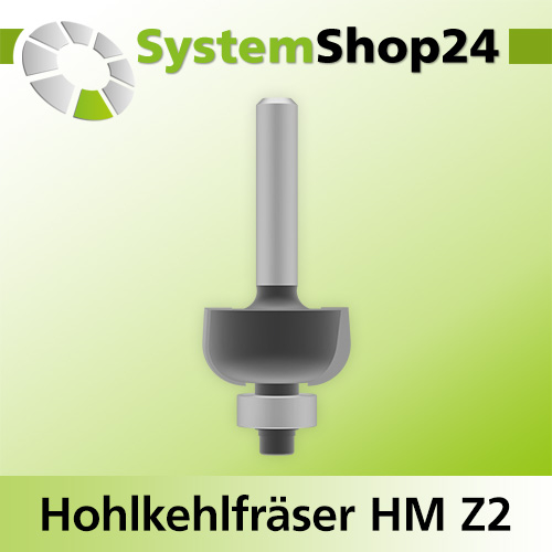 Systemshop24 Hohlkehlfräser mit Achswinkel und Kugellager HM Z2 D16,7mm AL9,5mm (3/8") R2mm GL51mm S8mm SL32mm RL