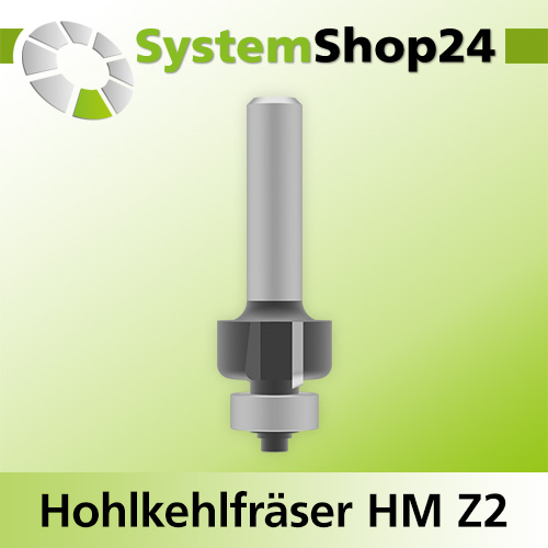 Systemshop24 Hohlkehlfräser mit Achswinkel und Kugellager HM Z2 D18,7mm AL9,5mm (3/8") R3mm GL51mm S8mm SL32mm RL