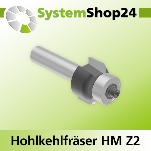 Systemshop24 Hohlkehlfräser mit Achswinkel und Kugellager HM Z2 D18,7mm AL9,5mm (3/8") R3mm GL51mm S8mm SL32mm RL