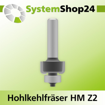 Systemshop24 Hohlkehlfräser mit Achswinkel und Kugellager HM Z2 D18,7mm AL9,5mm (3/8") R3mm GL51mm S8mm SL32mm RL