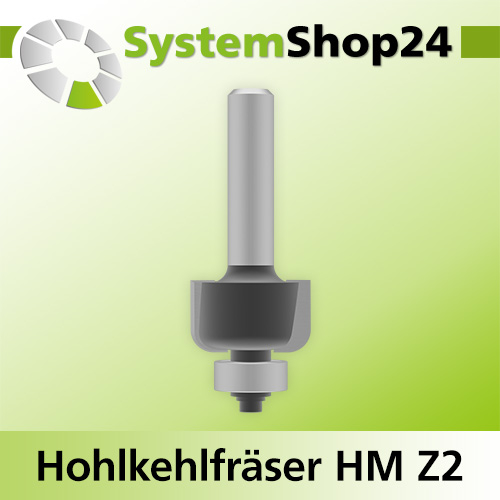 Systemshop24 Hohlkehlfräser mit Achswinkel und Kugellager HM Z2 D20,7mm AL12,7mm (1/2") R4mm GL56mm S8mm SL32mm RL