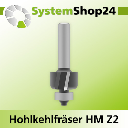 Systemshop24 Hohlkehlfräser mit Achswinkel und Kugellager HM Z2 D20,7mm AL12,7mm (1/2") R4mm GL56mm S8mm SL32mm RL