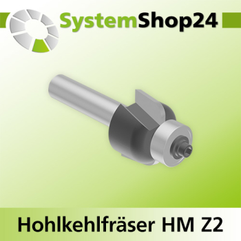 Systemshop24 Hohlkehlfräser mit Achswinkel und Kugellager HM Z2 D20,7mm AL12,7mm (1/2") R4mm GL56mm S8mm SL32mm RL