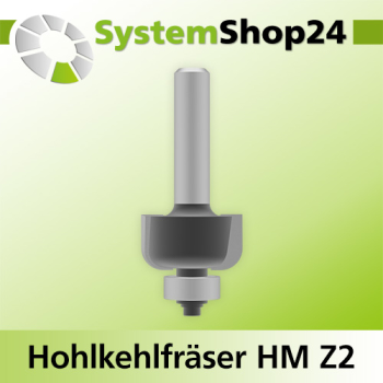 Systemshop24 Hohlkehlfräser mit Achswinkel und Kugellager HM Z2 D22,7mm AL12,7mm (1/2") R5mm GL56mm S8mm SL32mm RL