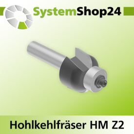 Systemshop24 Hohlkehlfräser mit Achswinkel und Kugellager HM Z2 D22,7mm AL12,7mm (1/2") R5mm GL56mm S8mm SL32mm RL