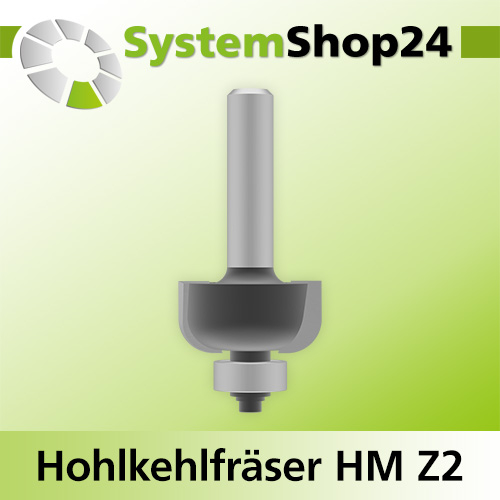 Systemshop24 Hohlkehlfräser mit Achswinkel und Kugellager HM Z2 D24,7mm AL12,7mm (1/2") R6mm GL56mm S8mm SL32mm RL