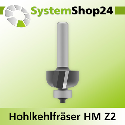 Systemshop24 Hohlkehlfräser mit Achswinkel und Kugellager HM Z2 D24,7mm AL12,7mm (1/2") R6mm GL56mm S8mm SL32mm RL