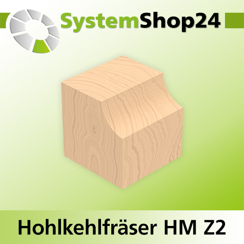 Systemshop24 Hohlkehlfräser mit Achswinkel und Kugellager HM Z2 D24,7mm AL12,7mm (1/2") R6mm GL56mm S8mm SL32mm RL