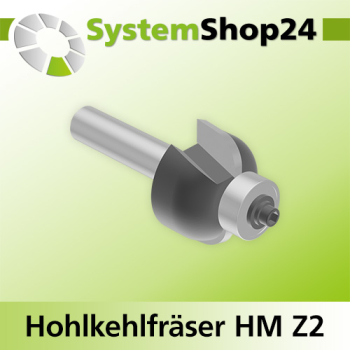 Systemshop24 Hohlkehlfräser mit Achswinkel und Kugellager HM Z2 D24,7mm AL12,7mm (1/2") R6mm GL56mm S8mm SL32mm RL