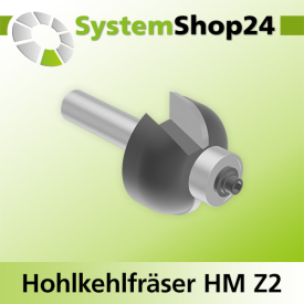 Systemshop24 Hohlkehlfräser mit Achswinkel und Kugellager HM Z2 D28,6mm (1 1/8") AL12,7mm (1/2") R8mm GL55mm S8mm SL32mm RL