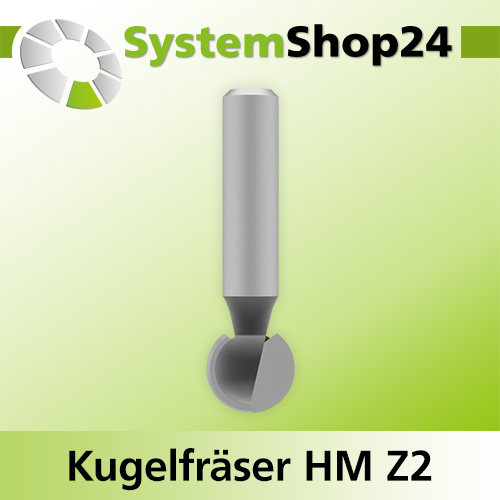Systemshop24 Kugelfräser mit Achswinkel HM Z2 D12,7mm (1/2") AL11,6mm R6,4mm (1/4") GL46mm S8mm RL