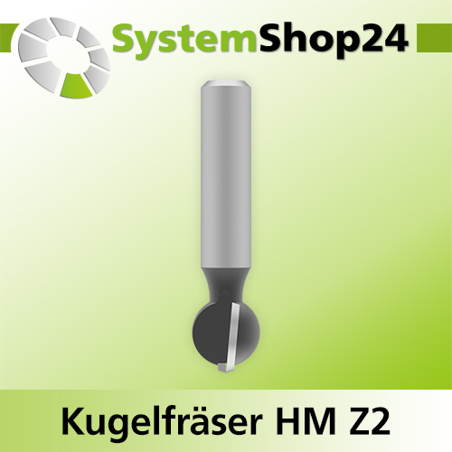 Systemshop24 Kugelfräser mit Achswinkel HM Z2 D12,7mm (1/2") AL11,6mm R6,4mm (1/4") GL46mm S8mm RL