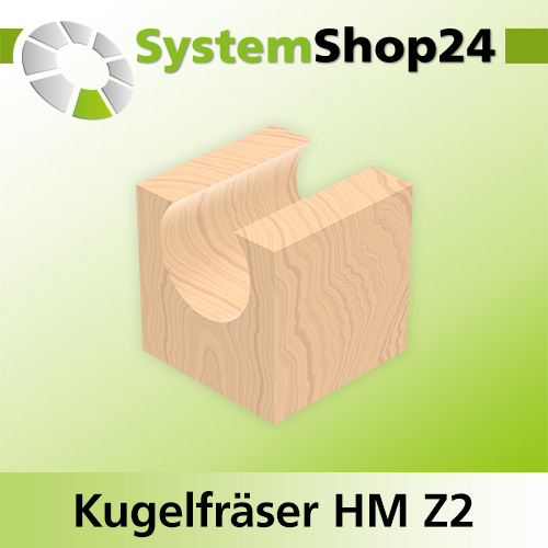 Systemshop24 Kugelfräser mit Achswinkel HM Z2 D12,7mm (1/2") AL11,6mm R6,4mm (1/4") GL46mm S8mm RL