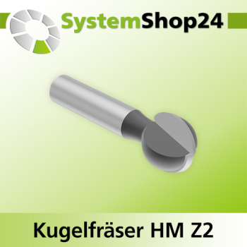 Systemshop24 Kugelfräser mit Achswinkel HM Z2 D15,9mm (5/8") AL14,8mm R8mm GL49mm S8mm RL