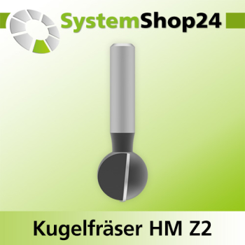 Systemshop24 Kugelfräser mit Achswinkel HM Z2 D19,1mm (3/4") AL18,2mm R9,5mm (3/8") GL53mm S8mm RL