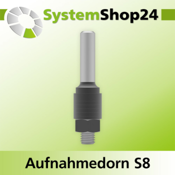 Systemshop24 Aufnahmedorn mit Distanz-/Zwischenringen und Mutter D8mm AL27mm GL60mm S8mm