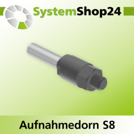 Systemshop24 Aufnahmedorn mit Distanz-/Zwischenringen und Mutter D8mm AL27mm GL60mm S8mm