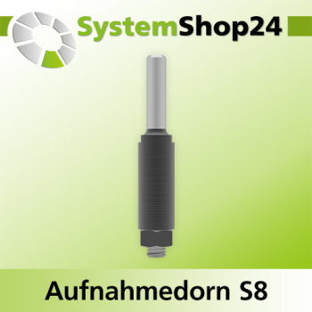 Systemshop24 Aufnahmedorn mit Distanz-/Zwischenringen und Mutter D8mm AL47,5mm GL83,5mm S8mm