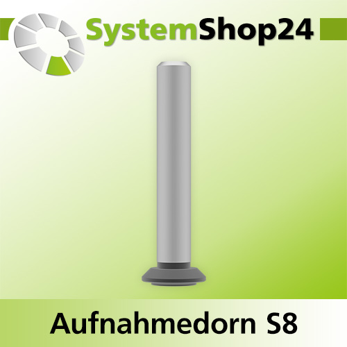 Systemshop24 Aufnahmedorn Stirnseite mit Senkkopfschraube D8mm GL51mm S8mm