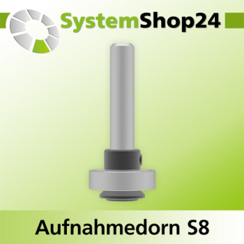 Systemshop24 Aufnahmedorn Stirnseite mit Kugellager, Stellring und Senkkopfschraube D8mm GL51mm S8mm