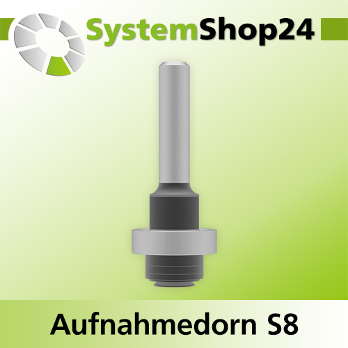 Systemshop24 Aufnahmedorn Stirnseite mit Kugellager, Distanz-/Zwischenringen und Senkkopfschraube D8mm GL56mm S8mm