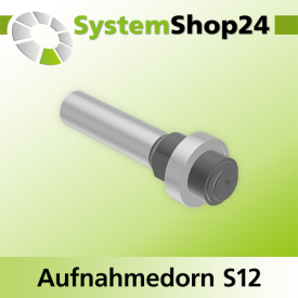 Systemshop24 Aufnahmedorn Stirnseite mit Kugellager, Distanz-/Zwischenringen und Senkkopfschraube D8mm GL66mm S12mm
