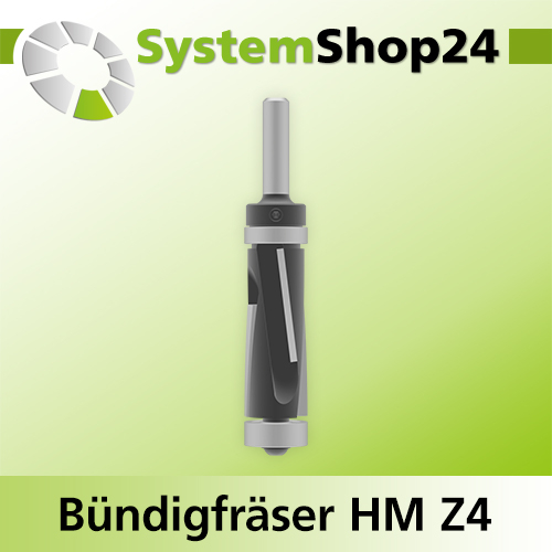 Systemshop24 Bündigfräser positiv und negativ mit Achswinkel und zwei Kugellagern HM Z4 D19mm (3/4") AL50mm GL108mm (4 1/4") S8mm RL