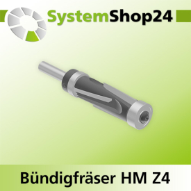 Systemshop24 Bündigfräser positiv und negativ mit Achswinkel und zwei Kugellagern HM Z4 D19mm (3/4") AL50mm GL108mm (4 1/4") S8mm RL