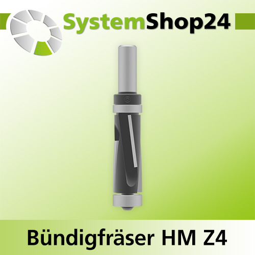 Systemshop24 Bündigfräser positiv und negativ mit Achswinkel und zwei Kugellagern HM Z4 D19mm (3/4") AL50mm GL108mm (4 1/4") S12mm RL