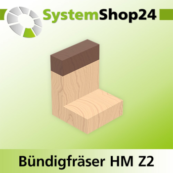 Systemshop24 Bündigfräser mit Kugellager am Schaft HM Z2 D12,7mm (1/2") AL19mm (3/4") GL63mm S8mm RL