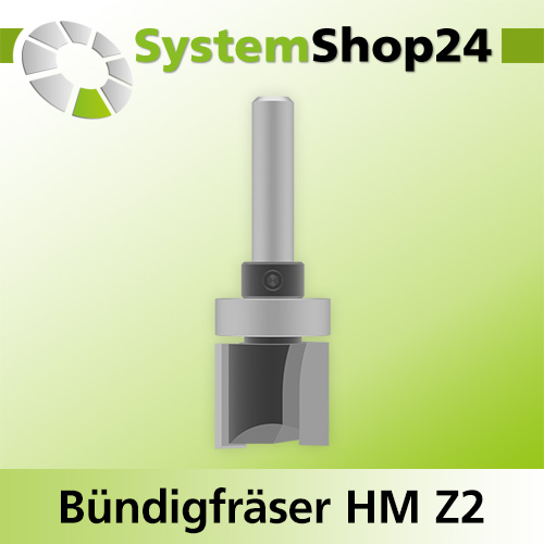 Systemshop24 Bündigfräser mit Kugellager am Schaft HM Z2 D22mm AL25mm GL73mm (2 7/8") S8mm RL