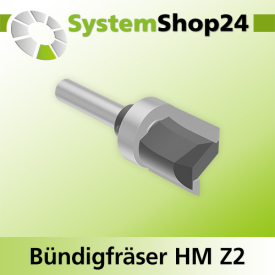 Systemshop24 Bündigfräser mit Kugellager am Schaft HM Z2 D22mm AL25mm GL73mm (2 7/8") S8mm RL