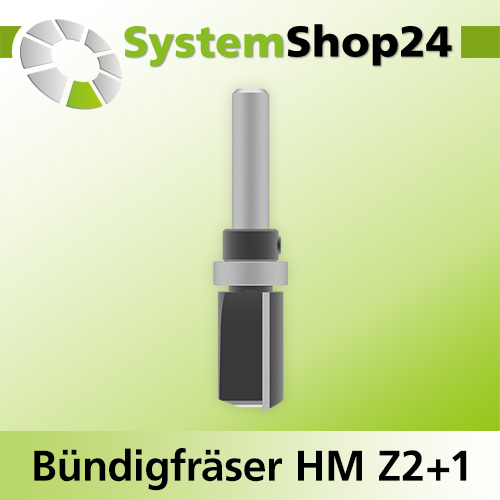 Systemshop24 Bündigfräser mit Kugellager am Schaft HM Z2+1 D16mm AL25mm GL69mm S8mm RL