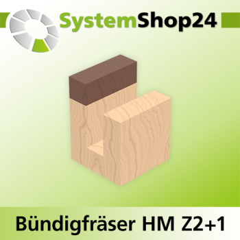 Systemshop24 Bündigfräser mit Kugellager am Schaft HM Z2+1 D16mm AL25mm GL69mm S8mm RL