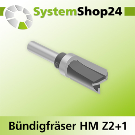 Systemshop24 Bündigfräser mit Kugellager am Schaft HM Z2+1 D16mm AL25mm GL69mm S8mm RL
