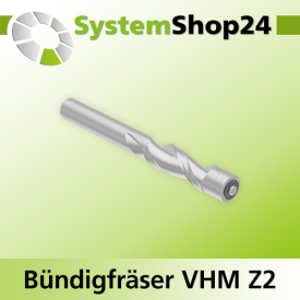 Systemshop24 VHM Bündigfräser spiralgenutet mit doppeltem Kugellager Z2 D9,5mm (3/8") AL25mm GL76mm S8mm RL RD