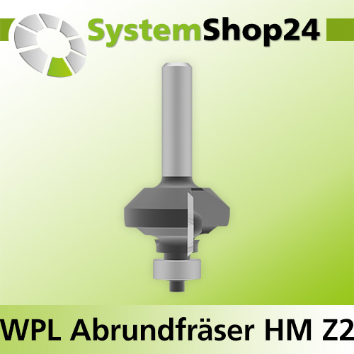 Systemshop24 Wendeplatten-Abrundfräser mit Kugellager Z2 D27mm R1mm GL61mm S8mm RL