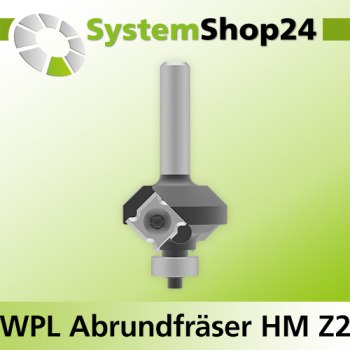 Systemshop24 Wendeplatten-Abrundfräser mit Kugellager Z2 D27mm R1mm GL61mm S8mm RL