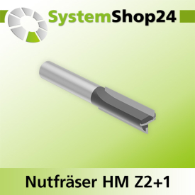 Systemshop24 Nutfräser HM Z2+1 D12mm AL38mm GL90mm S12mm RL