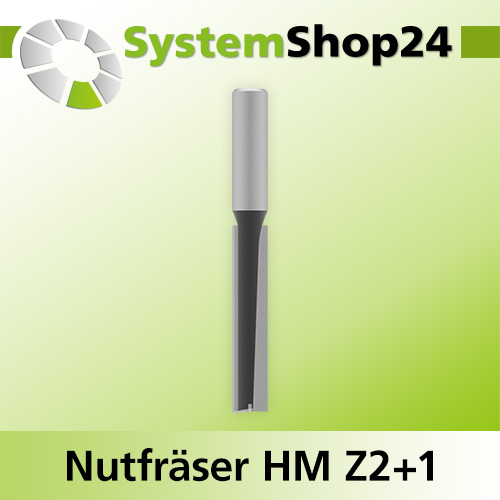 Systemshop24 Nutfräser HM Z2+1 D12mm AL63,5mm (2 1/2") GL110mm S12mm RL