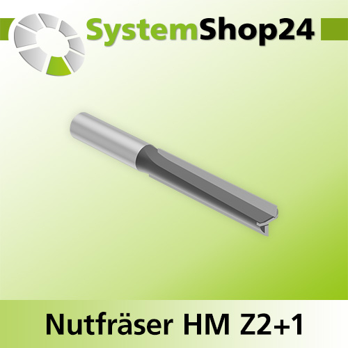 Systemshop24 Nutfräser HM Z2+1 D12mm AL63,5mm (2 1/2") GL110mm S12mm RL