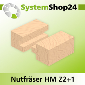 Systemshop24 Nutfräser HM Z2+1 D12mm AL63,5mm (2 1/2") GL110mm S12mm RL