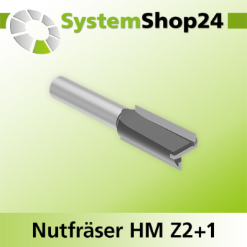 Systemshop24 Nutfräser HM Z2+1 D18mm AL38mm GL90mm S12mm RL
