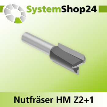 Systemshop24 Nutfräser HM Z2+1 D22mm AL38mm GL90mm S12mm RL