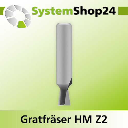 Systemshop24 Gratfräser ohne Vorschneider mit Achswinkel HM Z2 D6,4mm (1/4") AL7,9mm 7,5° GL42mm S8mm SL30,5mm RL