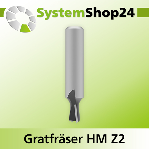 Systemshop24 Gratfräser ohne Vorschneider mit Achswinkel HM Z2 D6,4mm (1/4") AL7,9mm 7,5° GL42mm S8mm SL30,5mm RL