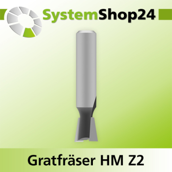 Systemshop24 Gratfräser ohne Vorschneider mit Achswinkel HM Z2 D9,5mm (3/8") AL9,5mm (3/8") 9° GL43,5mm S8mm SL30,5mm RL