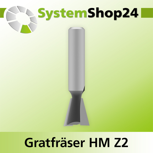 Systemshop24 Gratfräser ohne Vorschneider mit Achswinkel HM Z2 D12,7mm (1/2") AL12,7mm (1/2") 14° GL47,5mm S8mm SL30,5mm RL