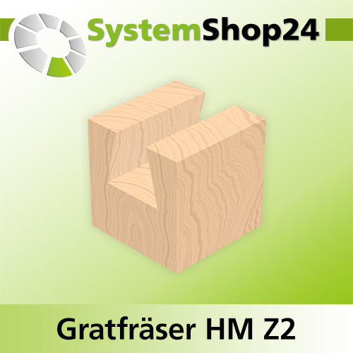 Systemshop24 Gratfräser ohne Vorschneider mit Achswinkel HM Z2 D12,7mm (1/2") AL12,7mm (1/2") 14° GL47,5mm S8mm SL30,5mm RL