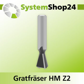 Systemshop24 Gratfräser ohne Vorschneider mit Achswinkel HM Z2 D12,7mm (1/2") AL12,7mm (1/2") 14° GL47,5mm S8mm SL30,5mm RL
